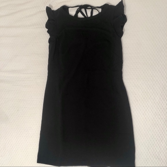 Black Flutter Sleeve Dress - Picture 3 of 7